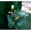 ECARLA broszka kryształowa Zielone Motylki z Perłą BZ177