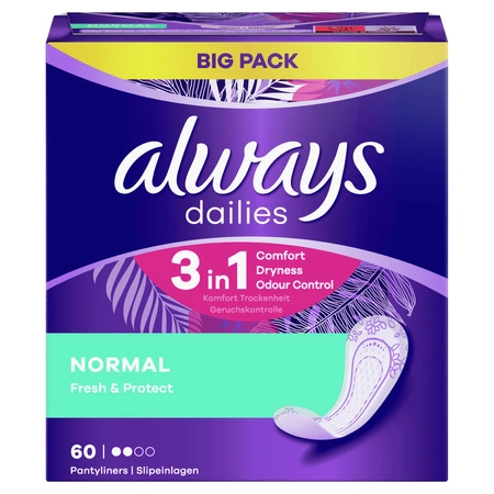 ALWAYS Dailies wkładki higieniczne Normal Fresh & Protect 60szt