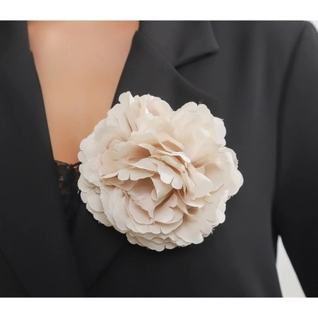 ECARLA broszka ozdobna, efektowna Kwiat 15x15cm Krem BZ208