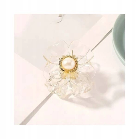 ECARLA spinka-klamra do włosów Kwiat z perełką bezbarwny SP271