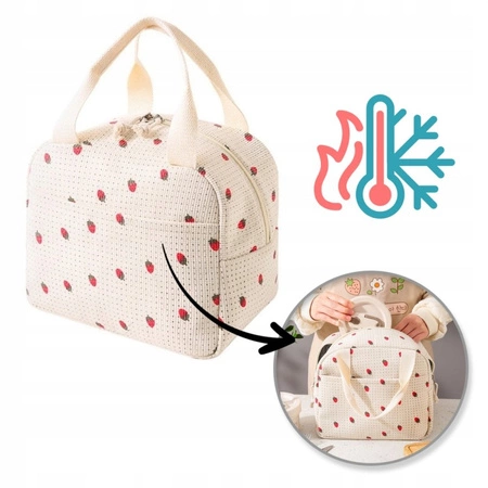 ECARLA torba termiczna piknikowa Lunch Box 26x21x18cm Truskawki PJM42