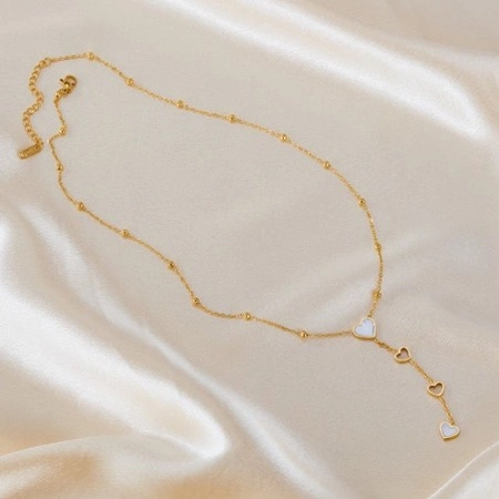 ECARLA naszyjnik ze stali szlachetnej pozłacanej zwisający SERCE NST2151