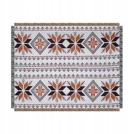 ECARLA koc Boho pleciony dwustronny z frędzlami 130x 180cm KOC15WZ1