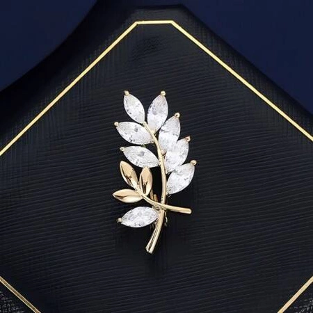 ECARLA broszka kryształowa z cyrkoniami Listki na gałązce BZ181