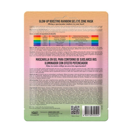 PUREDERM Glow-up Boosting Rainbow żelowa maska pod oczy w płacie 8g
