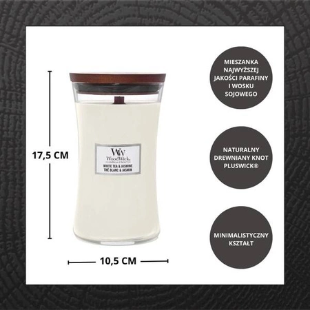 WOODWICK PlusWick duża świeca w słoiku WHITE TEA & JASMINE 609,5g