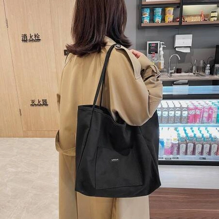 ECARLA torba materiałowa minimalistyczna duża Czarna TP15CZ