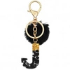 ECARLA brelok do kluczy LITERKA J Czarno Złota z pomponem BRL342J 