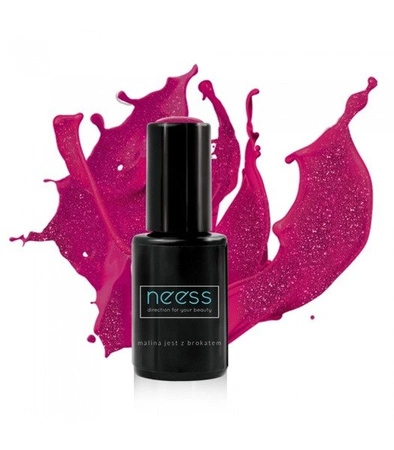 NEESS Lakier hybrydowy 7563 Malina jest z Brokatem 4ml