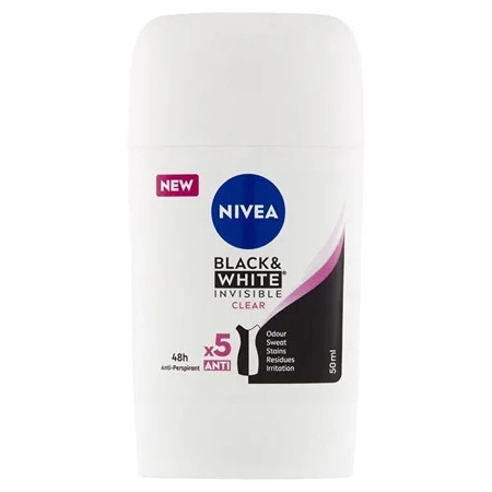 NIVEA Black & White Invisible antyperspirant w sztyfcie Clear 50ml