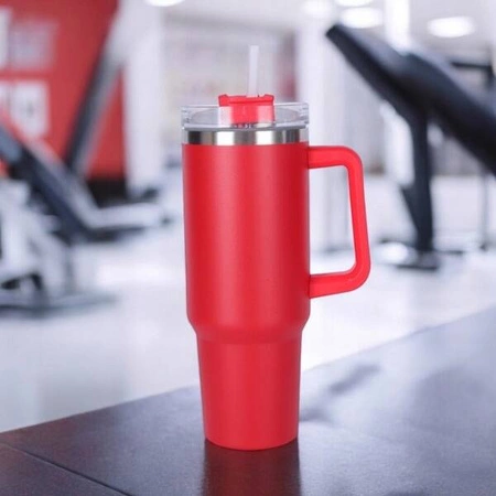 ECARLA kubek termiczny z uchwytem i rurką 1l Czerwony CUP15