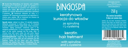 BINGOSPA Keratynowa kuracja do włosów ze spiruliną i L-cysteiną 250g