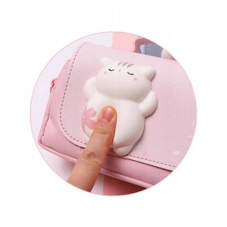 ECARLA piórnik-torebka wielofunkcyjny dwukomorowy z Kotkiem Różowy PR14R