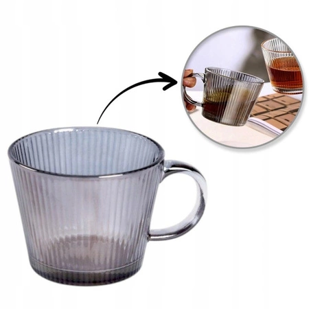 ECARLA filiżanka ryflowana duża 380ml Grafit SZK177