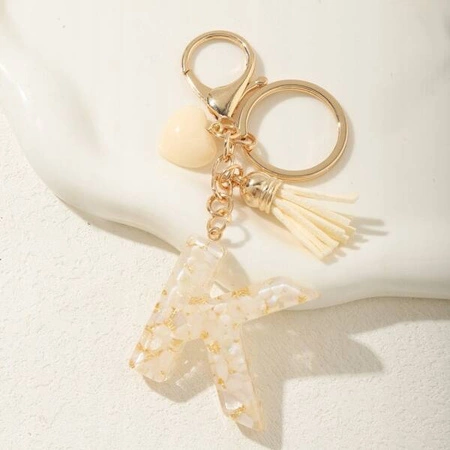 ECARLA brelok do kluczy LITERKA K biały motylek serca BRL329K