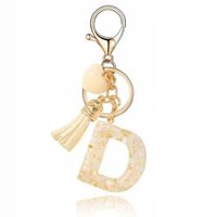 ECARLA brelok do kluczy LITERKA D biały motylek serca BRL329D