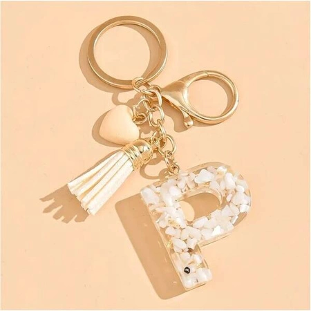 ECARLA brelok do kluczy LITERKA P biały motylek serca BRL329P