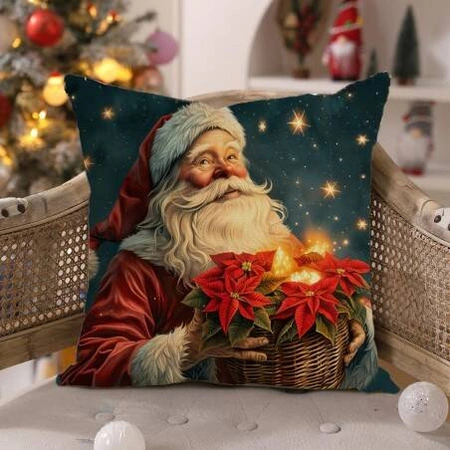 ECARLA Zima świąteczna poszewka na poduszkę 45x45cm Mikołaj POD202