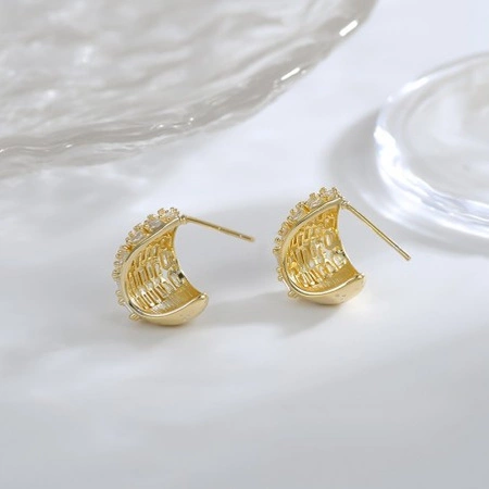 ECARLA kolczyki ze stali szlachetnej platerowanej 14k złotem KST3369