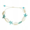 ECARLA bransoletka na stopę MUSZELKI ROZGWIAZDY na sznurku Morski B543N