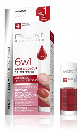 EVELINE Nail Therapy odżywka do paznokci 6w1 Care & Colour Red 5ml