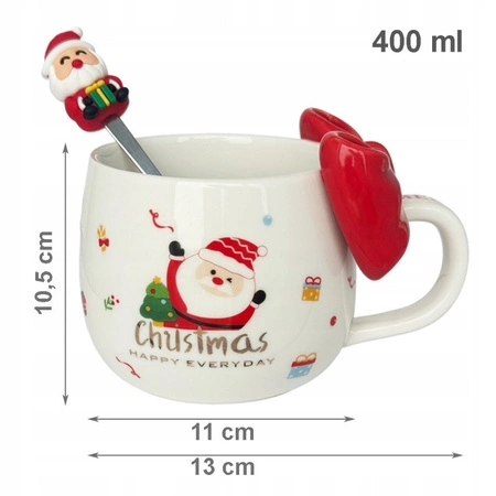 ECARLA kubek świąteczny z KOKARDĄ 400ml Czerwień KB25CZE