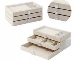 ECARLA szkatułka na biżuterię Kremowa PD152K