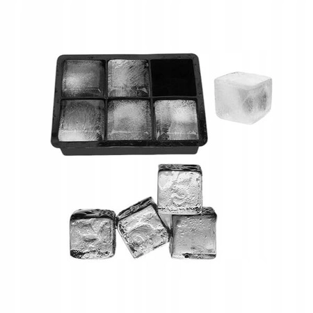 ECARLA foremka silikonowa na lód 6 dużych kostek 5x 5x 5cm FNL02