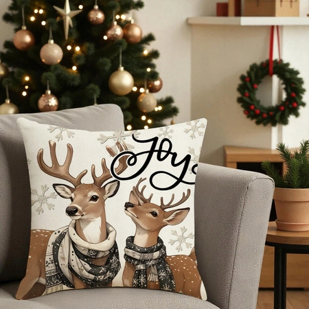 ECARLA Zima Świąteczna poszewka na poduszkę Boho 45x45 JELONKI POD250