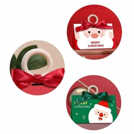 ECARLA torebka ozdobna świąteczna z kokardą 17x10x8,5cm Merry Christmas Zielone OPO37