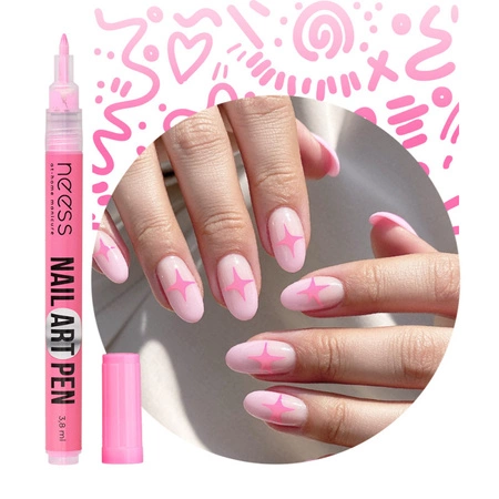 NESS Nail Art Pen pisak do zdobienia paznokci Różowy 2454 3,8ml