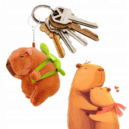 ECARLA brelok do kluczy KAPIBARA z zielonym plecakiem i dzwoneczkiem BRL361