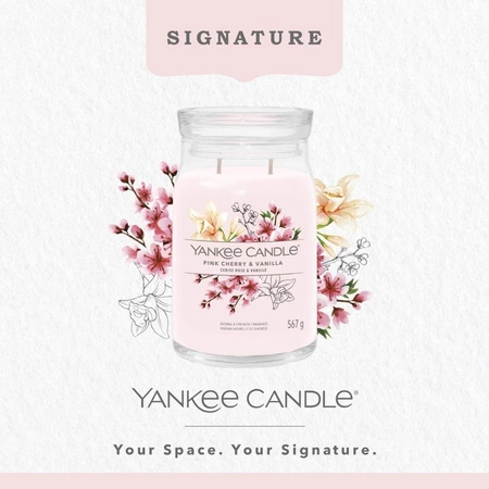 YANKEE CANDLE Signature Duża świeca w słoiku PINK CHERRY & VANILLA 567g