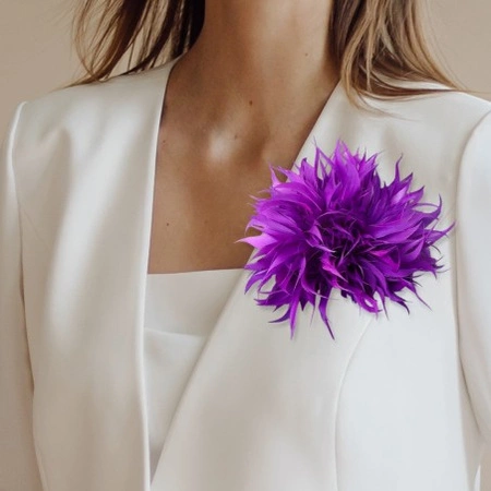 ECARLA broszka ozdobna, spinka do włosów 2w1 Pióra Fiolet BZ207FIO