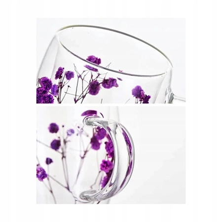 ECARLA szklanka termiczna z podwójnym dnem i kwiatami w środku 300ml SZK93 200ml