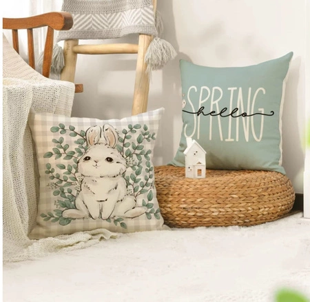 ECARLA Wiosna poszewka na poduszkę 45x45cm Wielkanoc Króliczek POD227