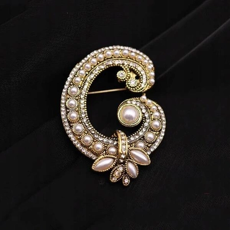 ECARLA broszka kryształowa z perełkami BZ128