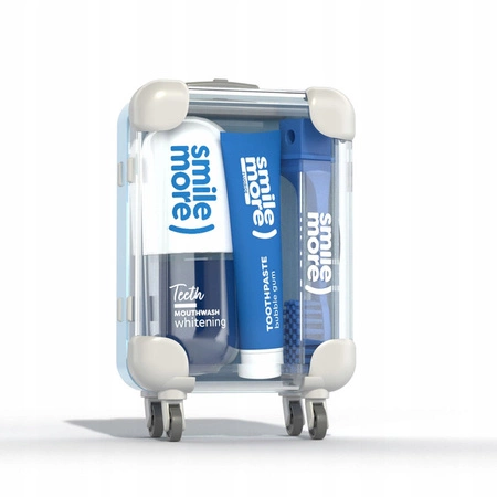 HISKIN Smile More ) zestaw do zębów w walizce Travel Size pasta + płyn + szczoteczka