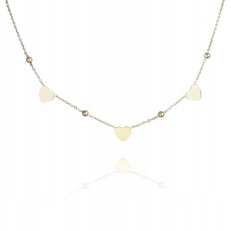 ECARLA naszyjnik ze stali szlachetnej pozłacanej KULKI SERCA NST2033