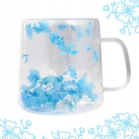 ECARLA szklanka termiczna z podwójnym dnem i hortensją 300ml Błękit SZK120