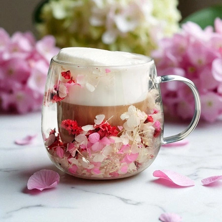 ECARLA szklanka termiczna z podwójnym dnem z hortensją w środku SZK182