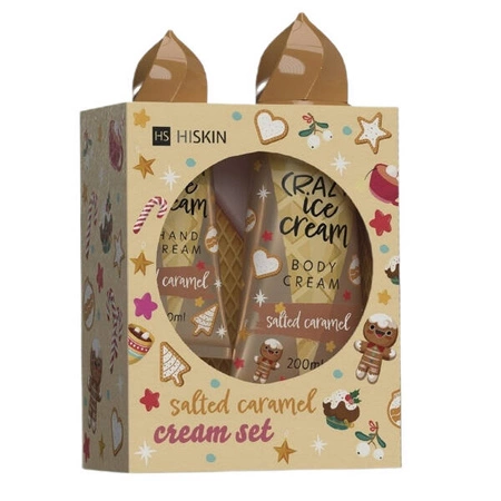 HISKIN Crazy Ice Cream zestaw do ciała (balsam 200ml + krem do rąk 50ml) Carmel