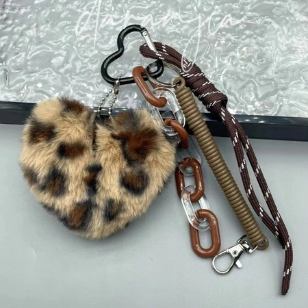 ECARLA brelok do kluczy pluszowe SERCE panterka BRL382