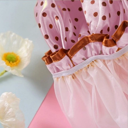 ECARLA czepek ochronny na włosy, do spania KROPKI Różowy KCZ01