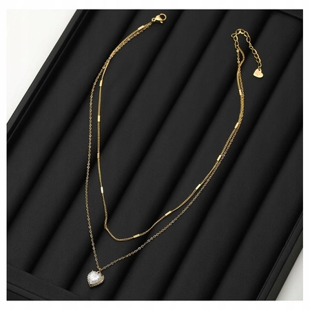 ECARLA naszyjnik ze stali szlachetnej pozłacanej cyrkonie SERCE NST1629