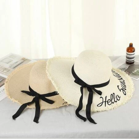 ECARLA kapelusz damski plażowy letni słomkowy Hello Sunshine CZ47