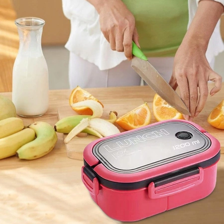 ECARLA Lunch Box śniadaniówka ze sztućcami 21x14,5x8cm Fuksja PJM44F