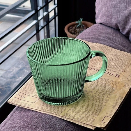 ECARLA filiżanka ryflowana duża 380ml Butelkowa Zieleń SZK178