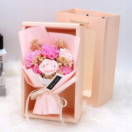 ECARLA bukiet zapachowych kwiatów mydlanych w pudełku 6szt Różowe BUK09R