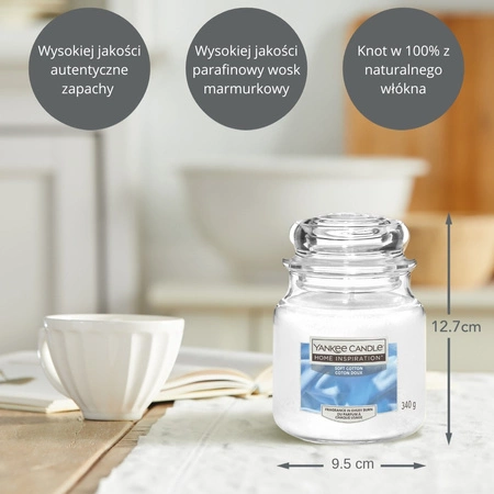 YANKEE CANDLE Home Inspiration Średnia świeca w słoiku SOFT COTTON 340g